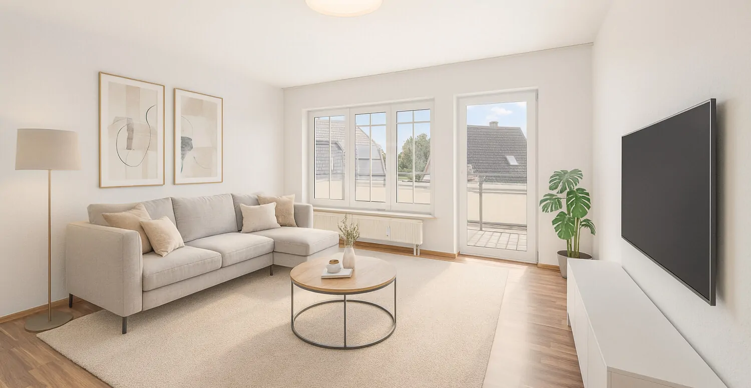 Wohnzimmer mit Balkonzugang