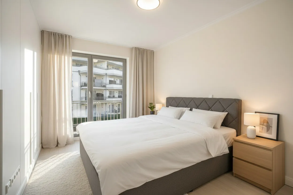 Schlafzimmer mit Balkonzugang