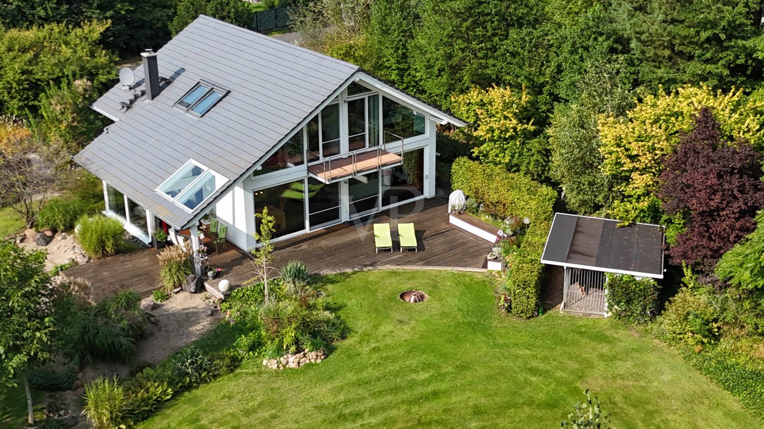 Haus mit Blick aus der Vogelpersektive