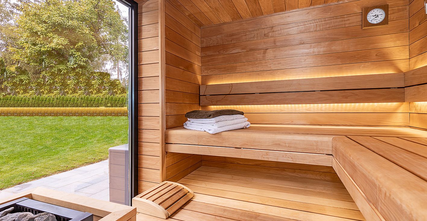 Sauna mit Panoramafenster