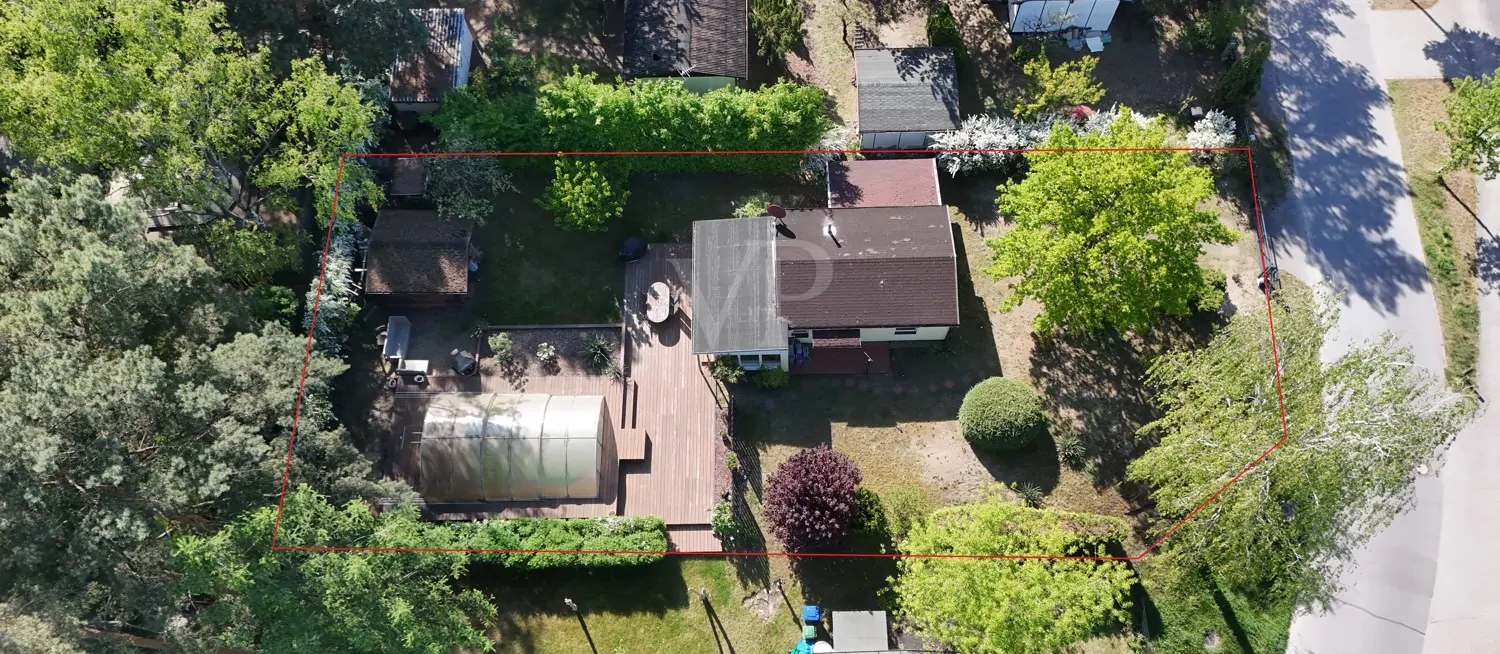 Drohnenfoto mit Teilungsentwurf