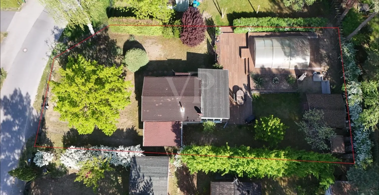 Drohnenfoto mit Teilungsentwurf