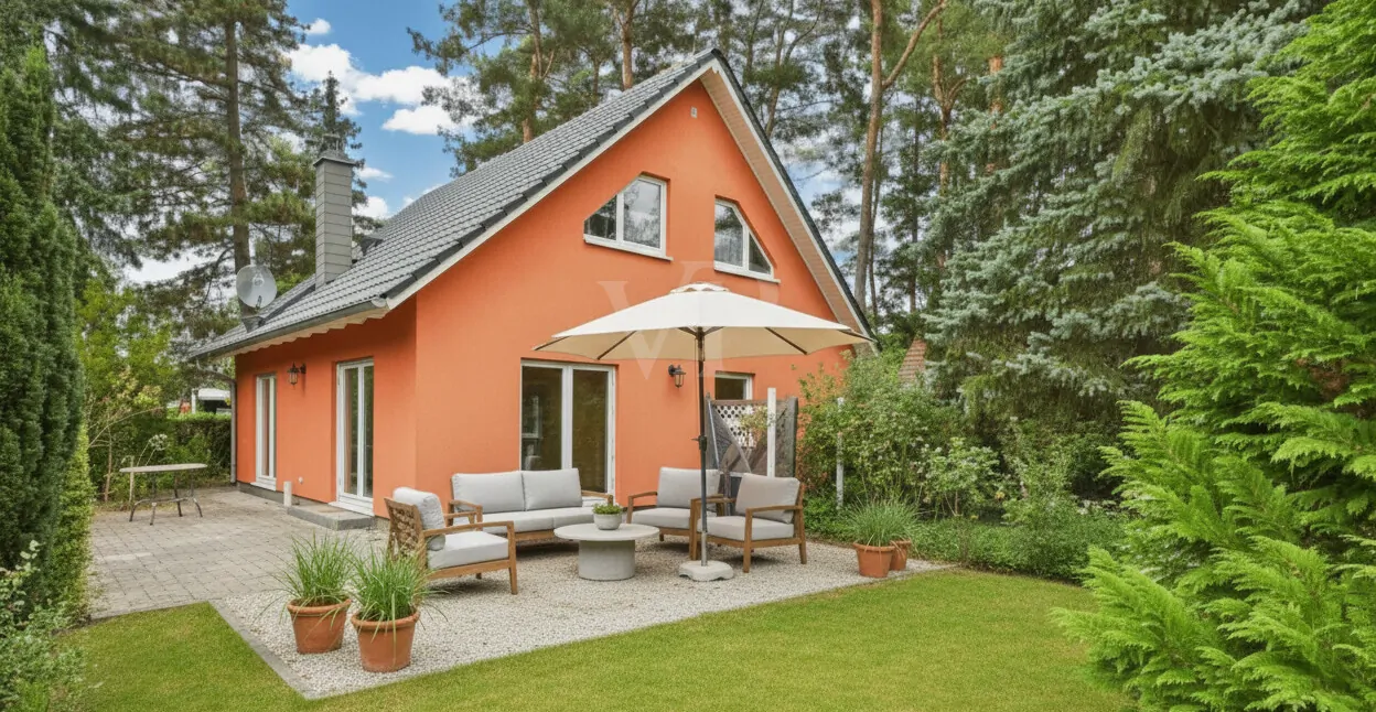 Südansicht Haus und Terrasse