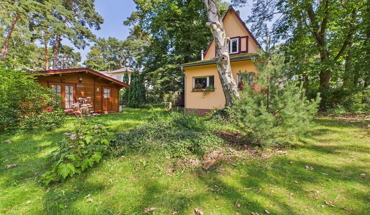 Gartenbereich und Blick auf den Anbau