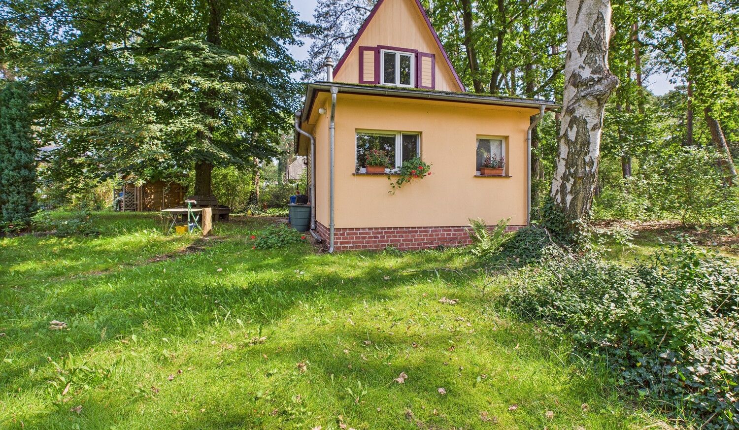 Gartenbereich und Blick auf den Anbau