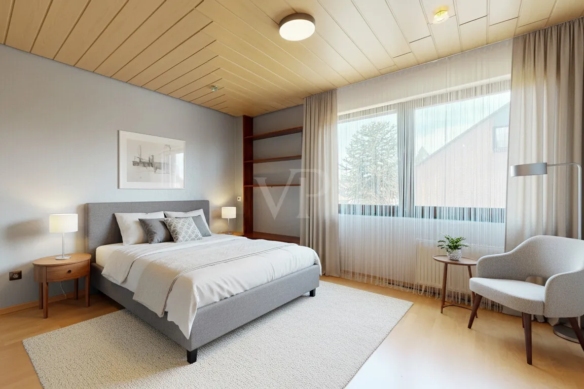 Wohnbeispiel Schlafzimmer OG - mit KI eingerichtet