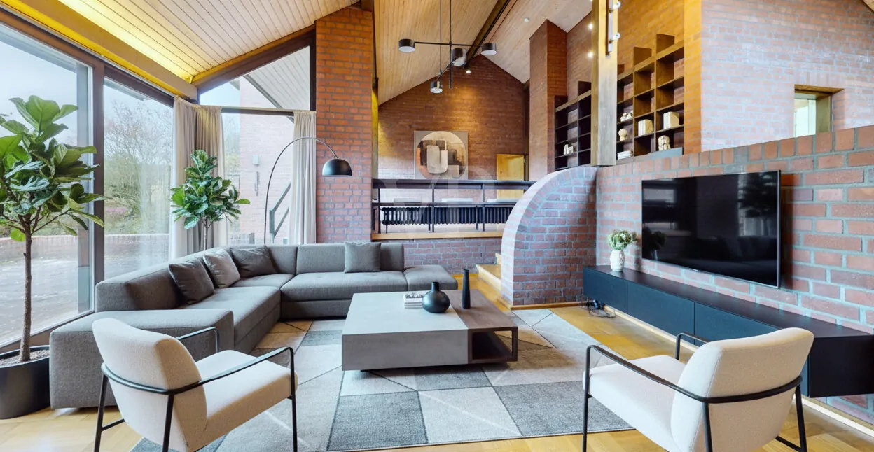 Virtuelles Staging unterer Wohnbereich