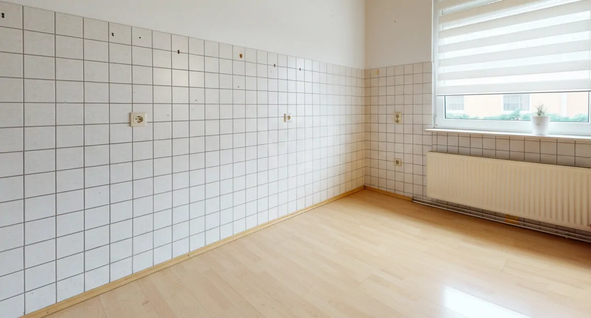 Küche - KI-generierte, leergeräumte Darstellung