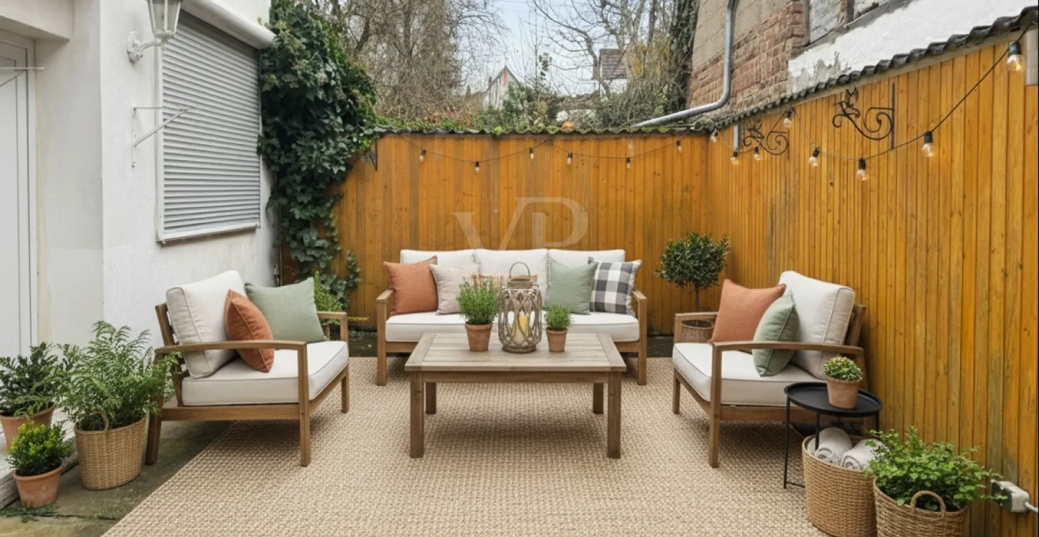 Wohnbeispiel Innenhof Gestaltung KI