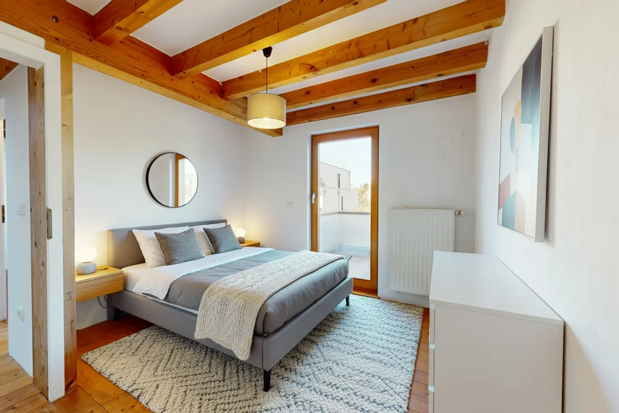 Wohnbeispiel Schlafzimmer mit KI eingerichtet