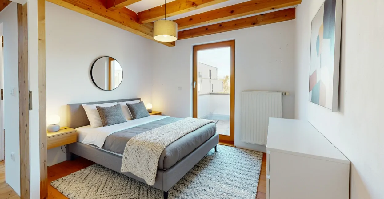 Wohnbeispiel Schlafzimmer mit KI eingerichtet