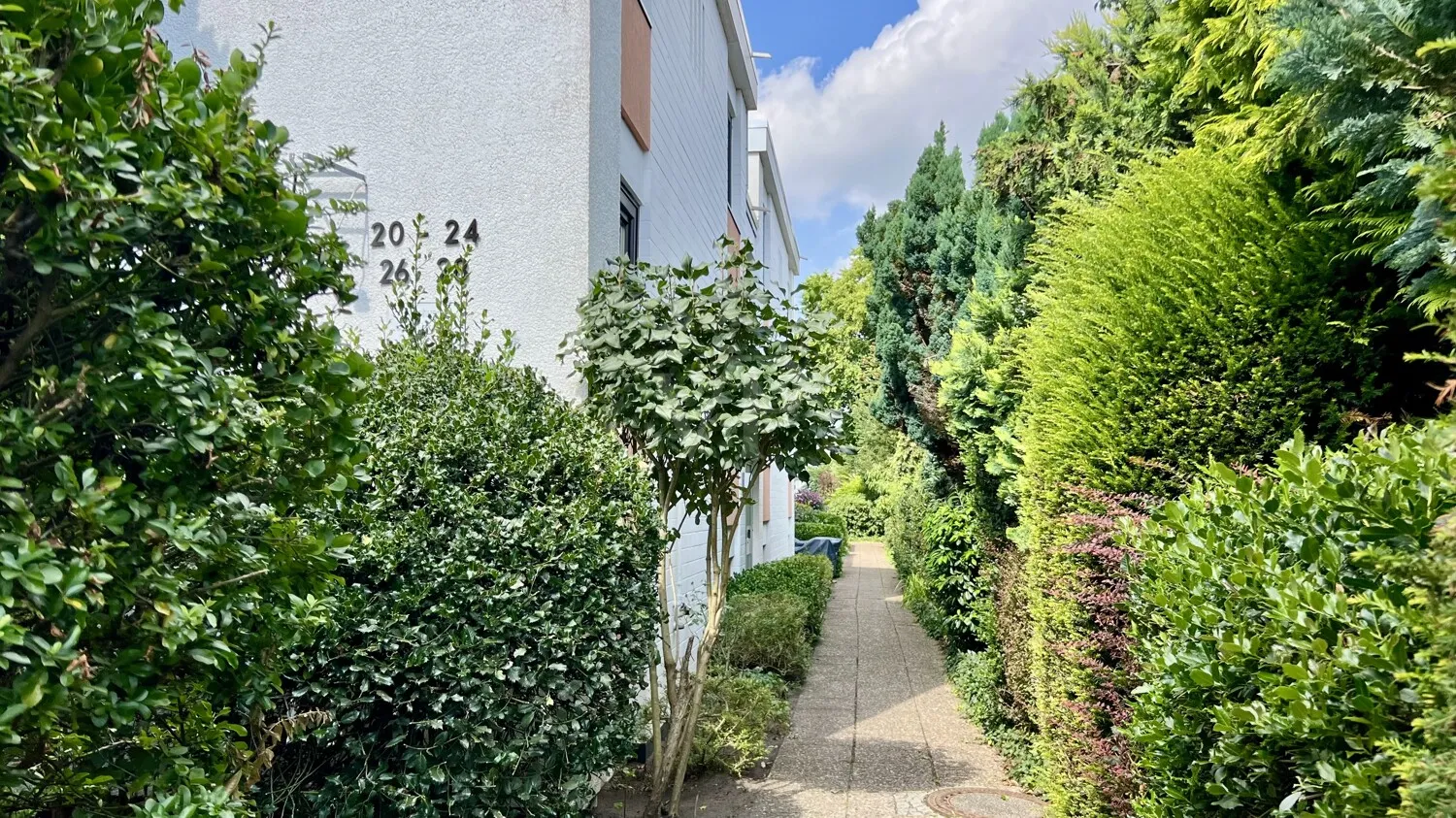 Seitenansicht mit Zuwegung zur Wohnung