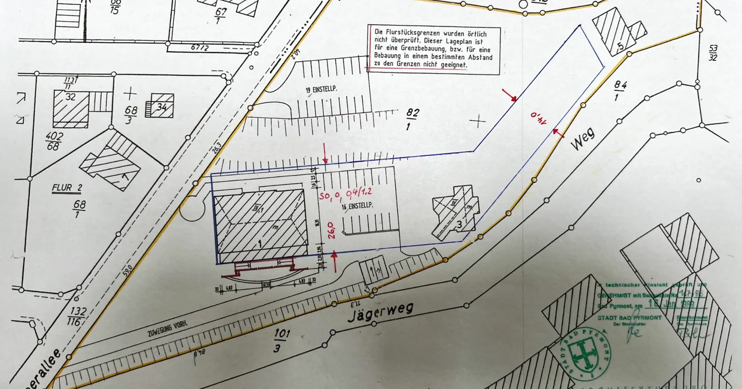 Liegenschaftsplan mit Baulandkennzeichnung