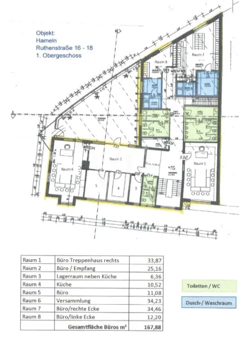 Grundriss_Büroetage 1. OG_Ruthenstraße 16-18_31785 Hameln