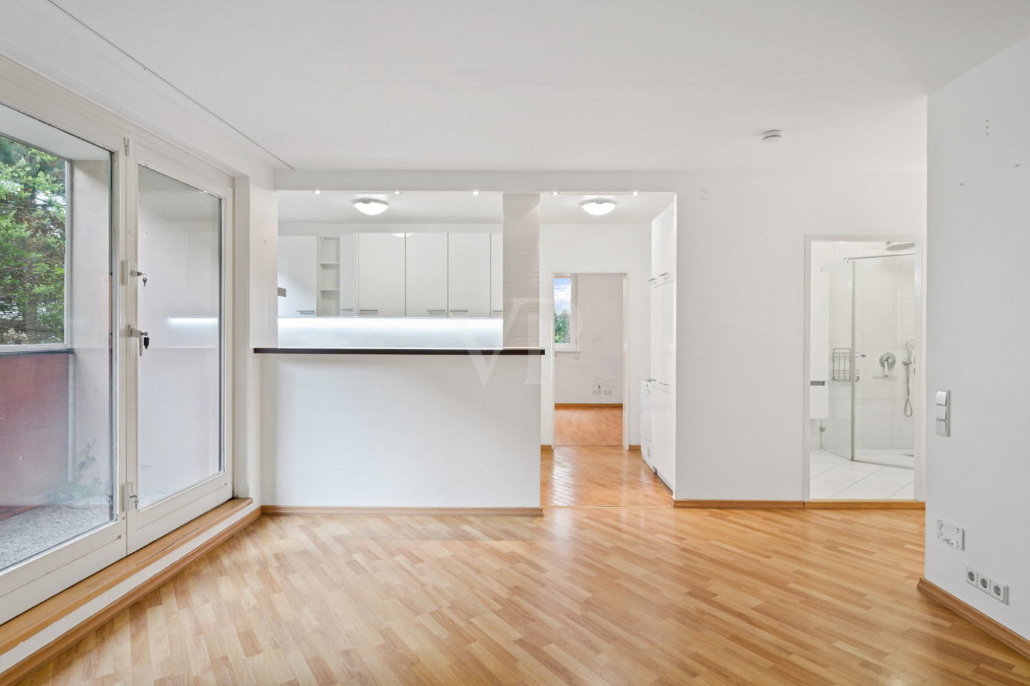 Blick vom Wohnzimmer in Richtung Küche