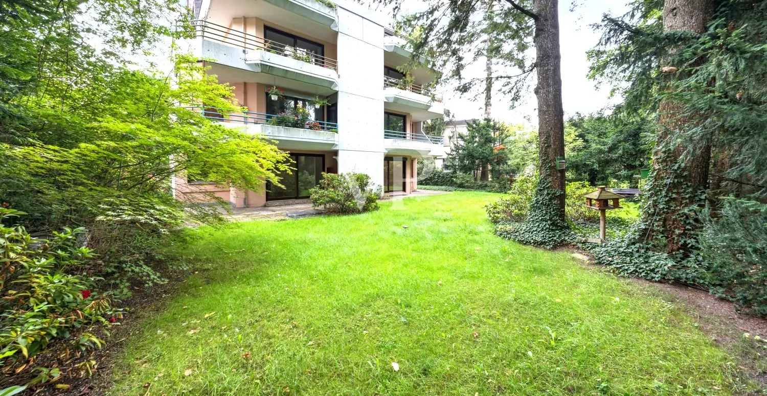 Garten und Gebäuderückseite