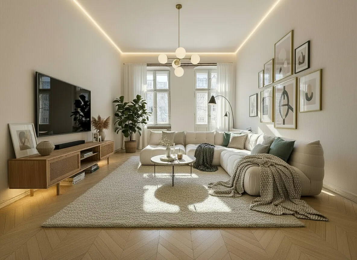 Wohnzimmer mit KI bearbeitet