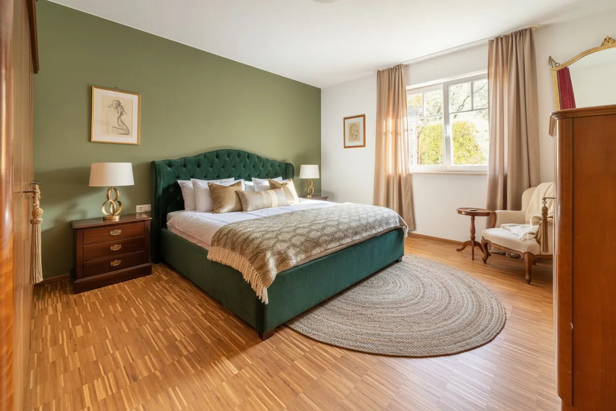 Schlafzimmer im EG mit Einrichtungsbeispiel