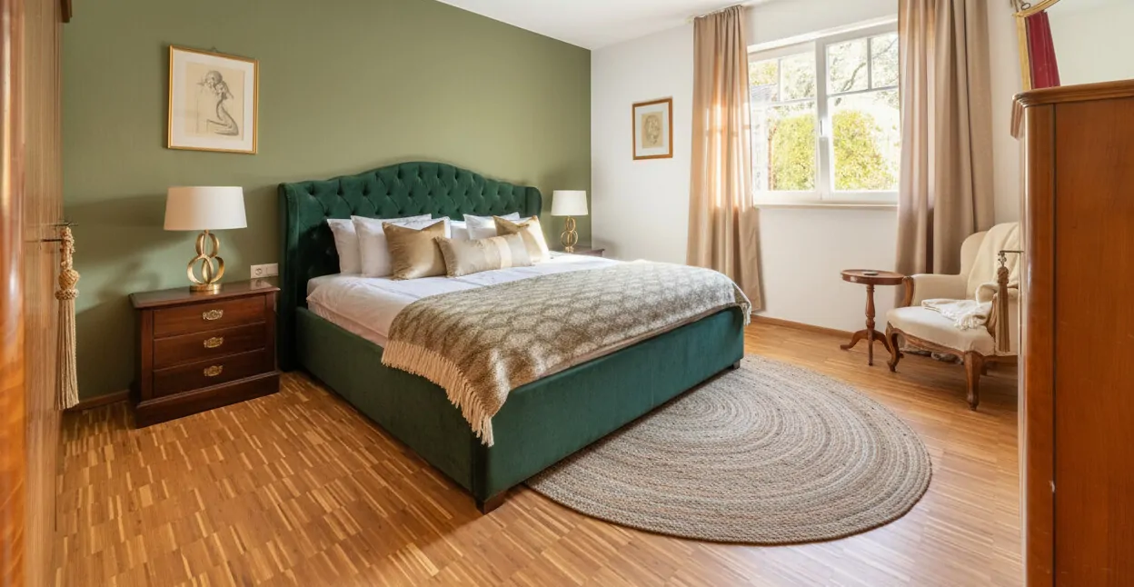 Schlafzimmer im EG mit Einrichtungsbeispiel