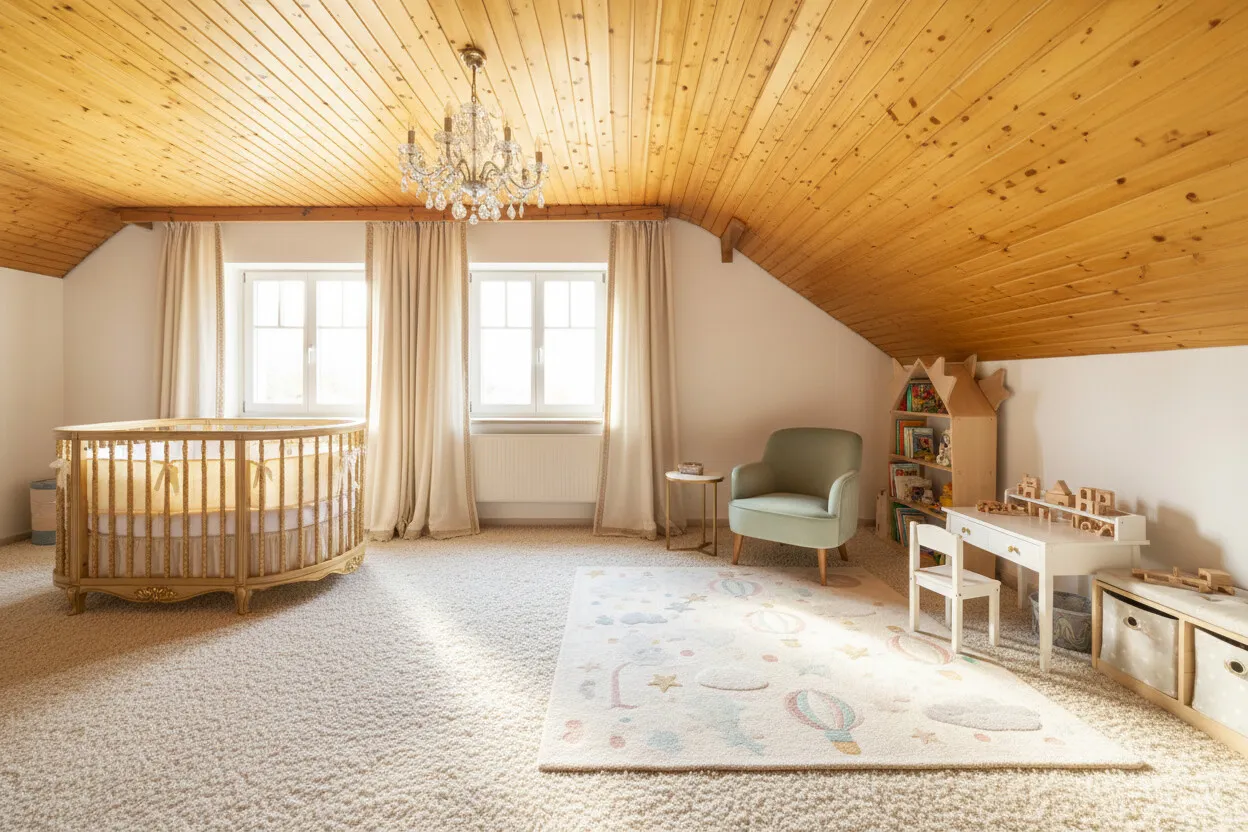 Kinder-/Gästezimmer im DG mit Einrichtungsbeispiel