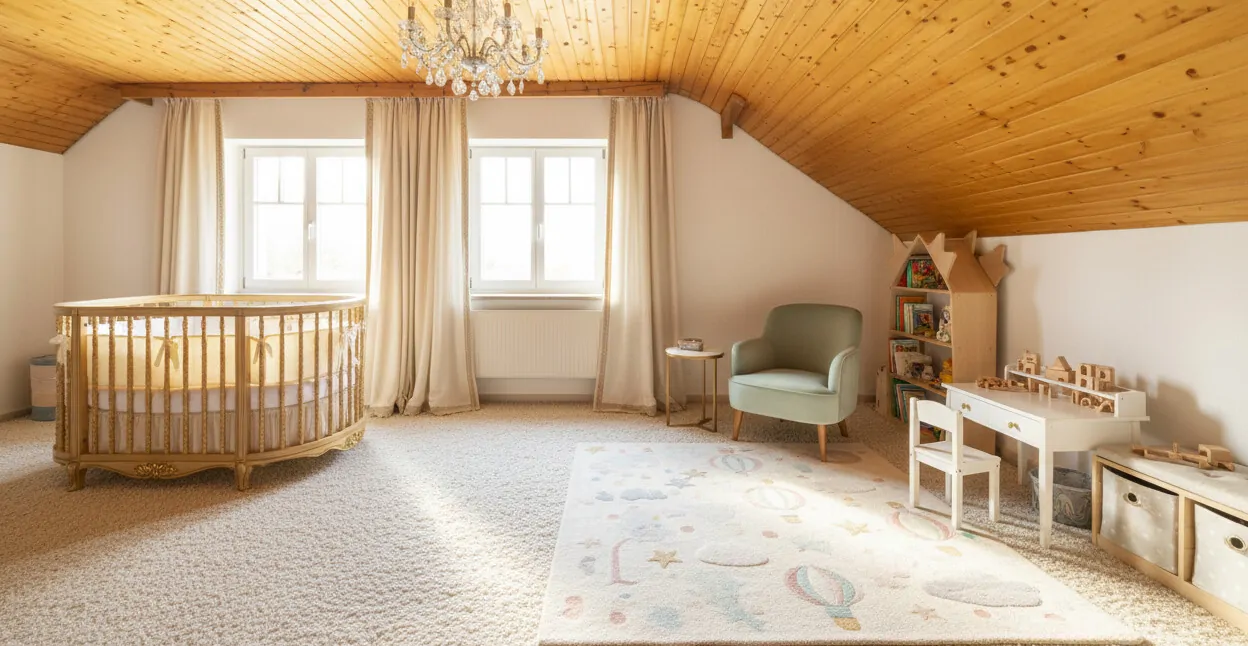 Kinder-/Gästezimmer im DG mit Einrichtungsbeispiel