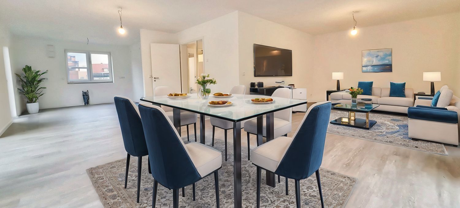 Wohn-/Esszimmer KI-Homestaging