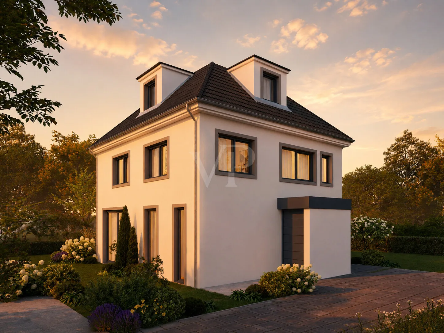 Perspektive Straße goldene Stunde