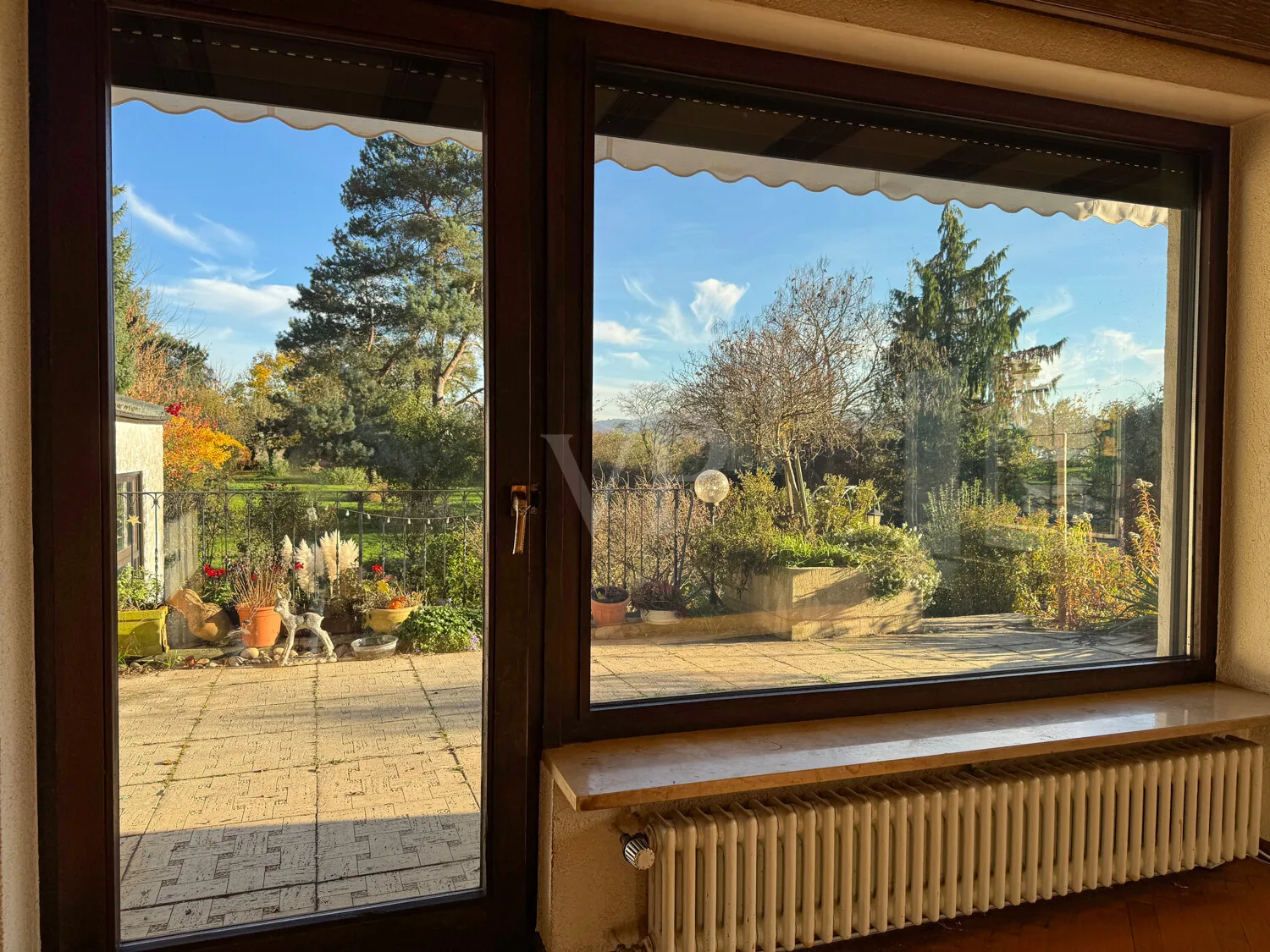 Blick aus dem Wohnbereich in den Garten