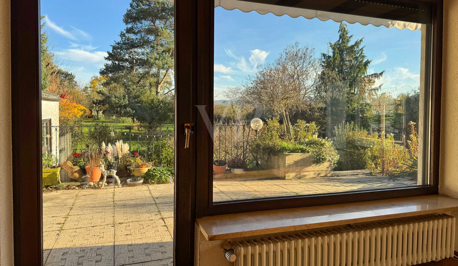 Blick aus dem Wohnbereich in den Garten