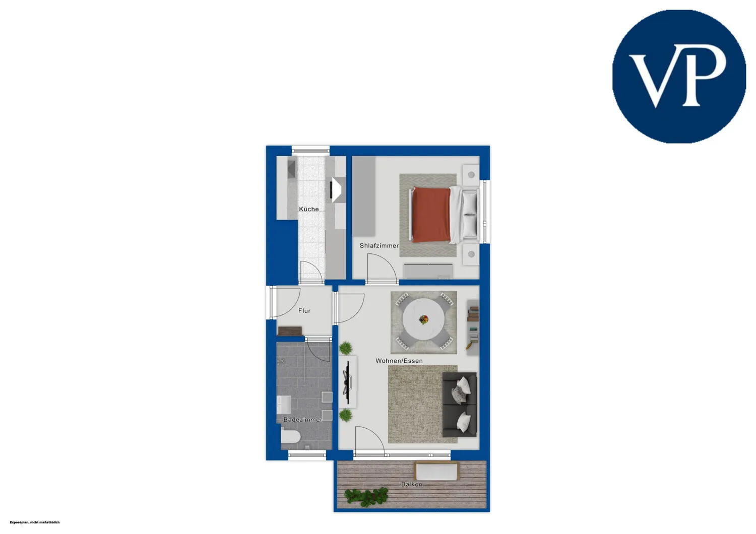Helle 2-Zimmerwohnung 
im Weinbergweg