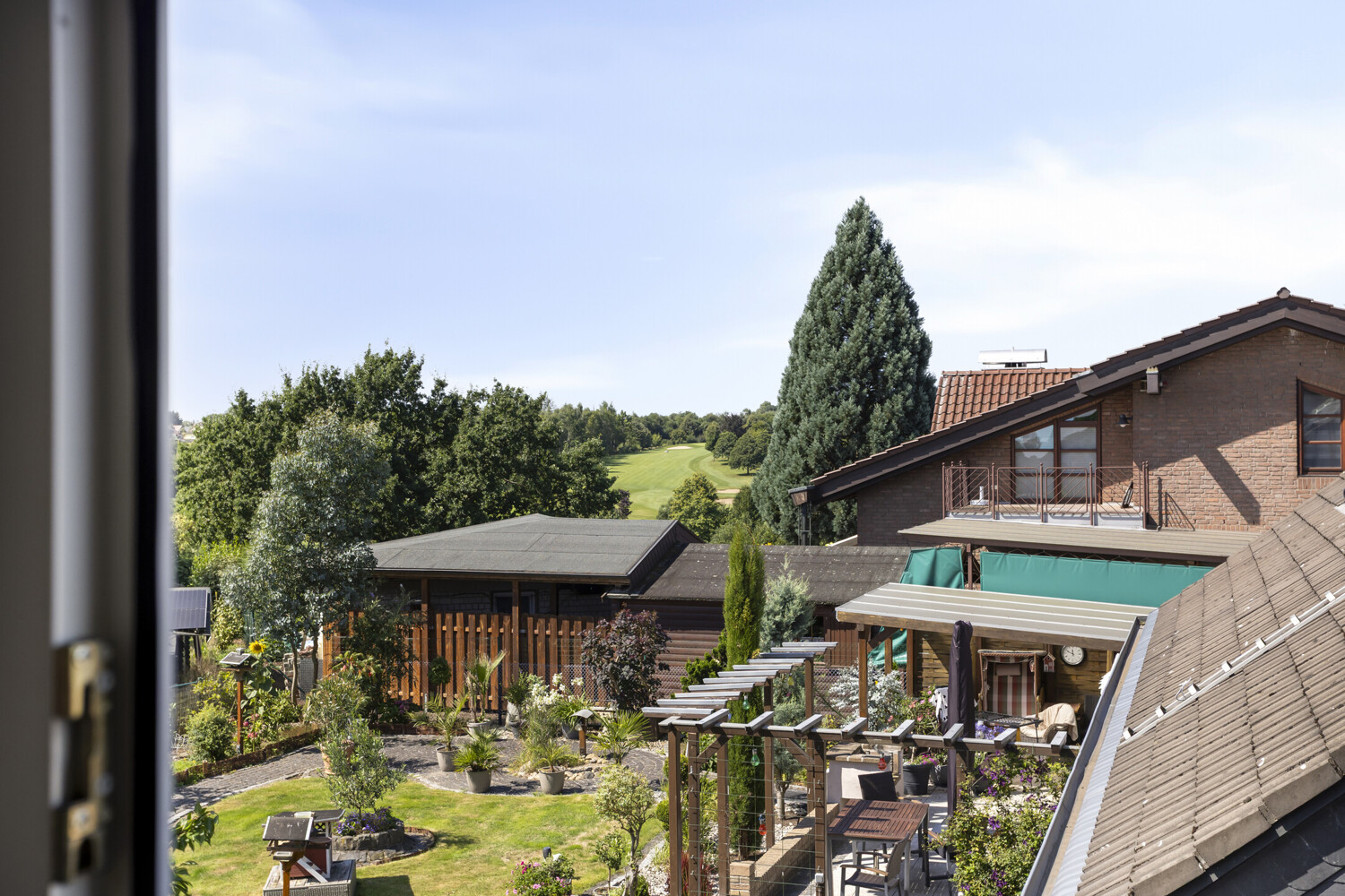 Blick vom Balkon auf den Golfplatz