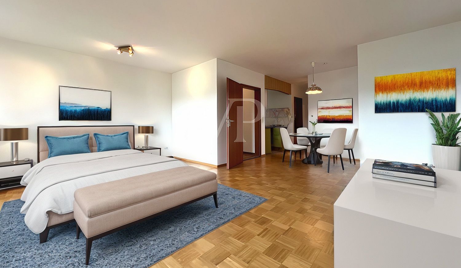 Wohn-/Schlafbereich Einliegerwohnung (digitales Staging)