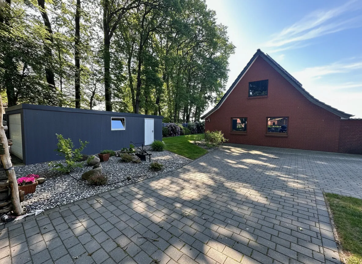 Einfahrt und weitere Garage