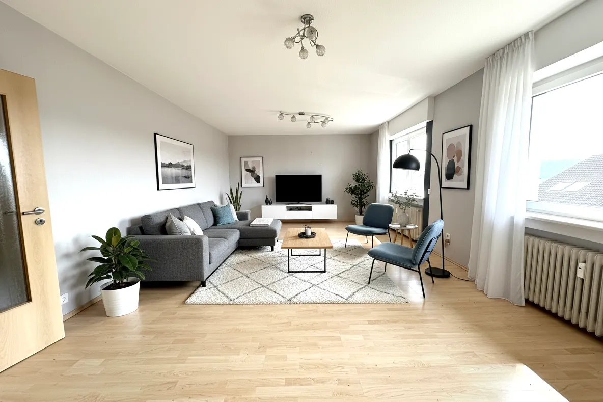 Wohnzimmer EG digital möbliert