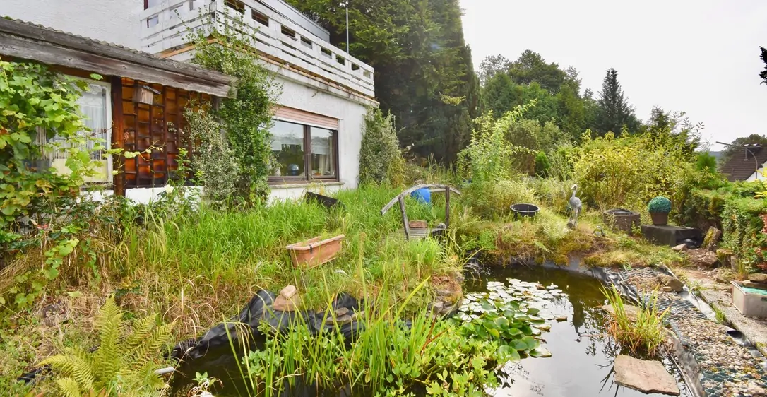 Teich vor dem Haus