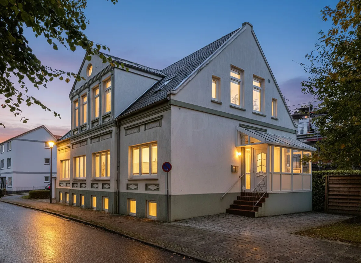 Blick auf die Stadtvilla