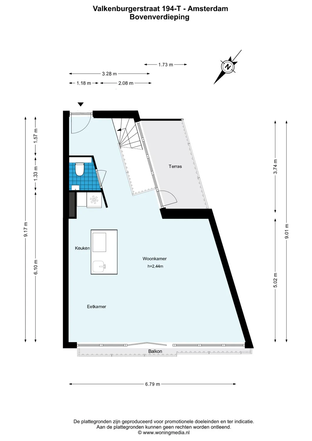 Valkenburgerstraat 194-T - Amsterdam - Bovenverdieping - 2D