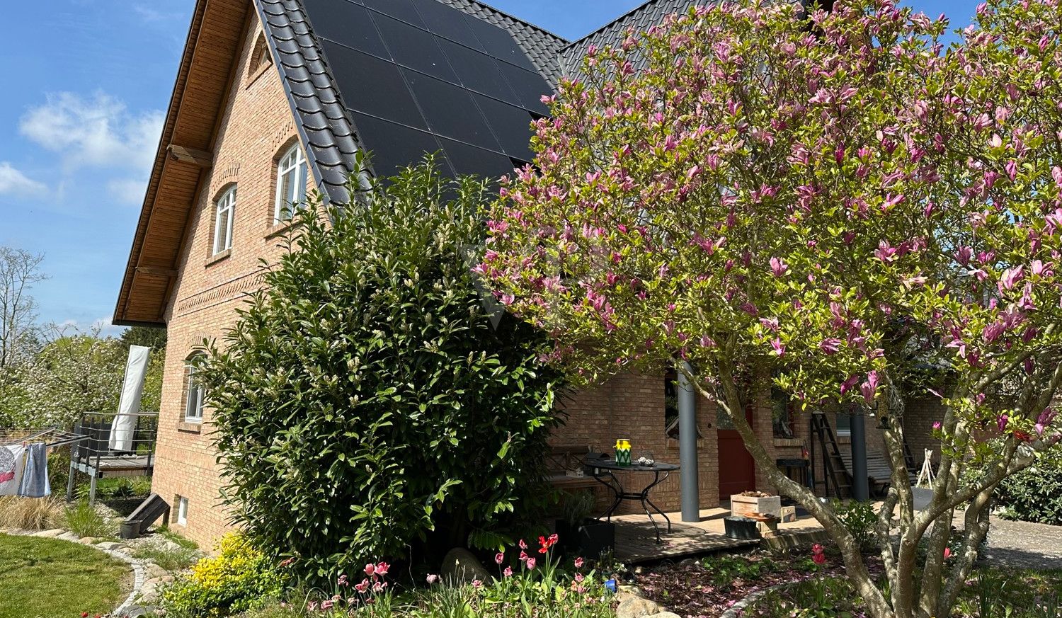 Haus mit Magnolie