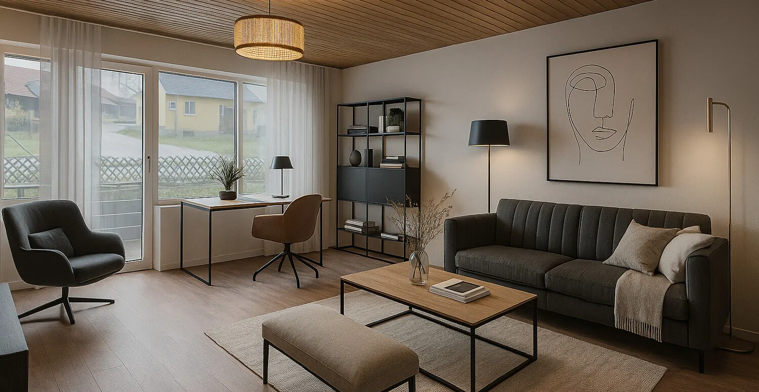 Visualisierung von Wohn/Schlafzimmer