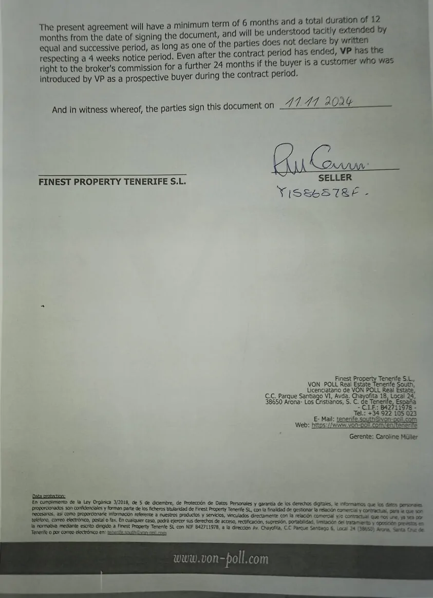 Listing Agreement McCan unterschrieben