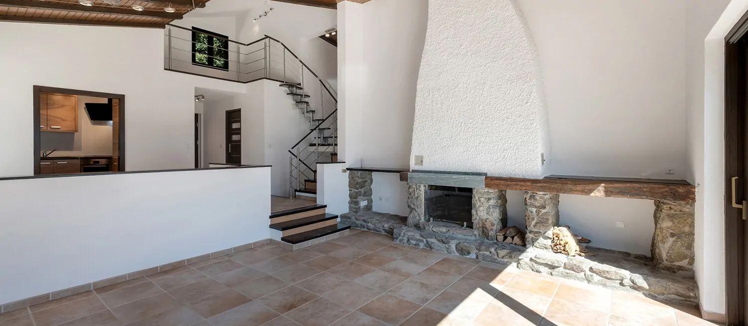 Wohnzimmer mit Cheminée