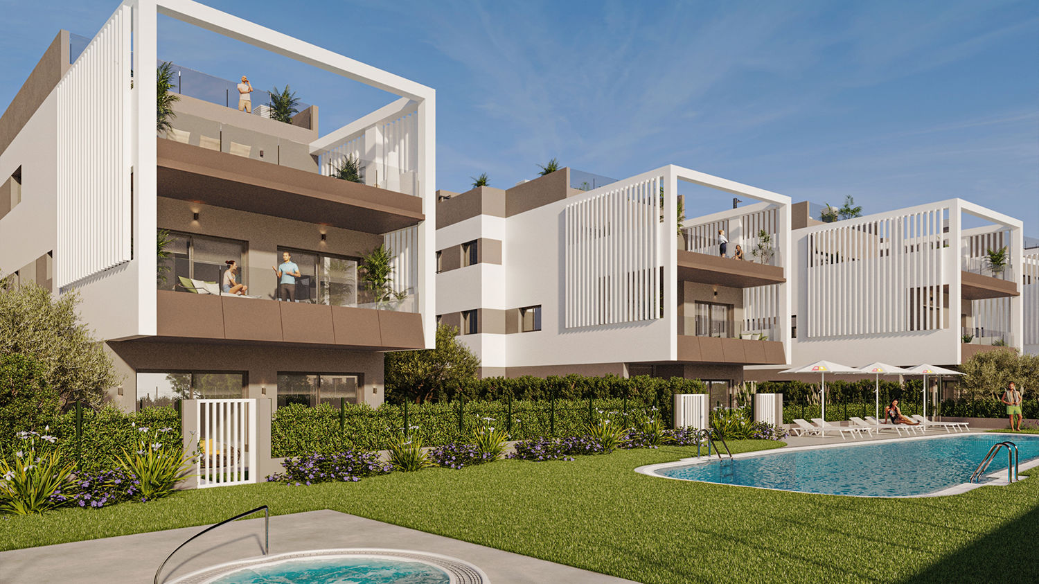 Moderno piso dúplex de obra nueva en planta baja con piscina comunitaria en Colonia de Sant Jordi