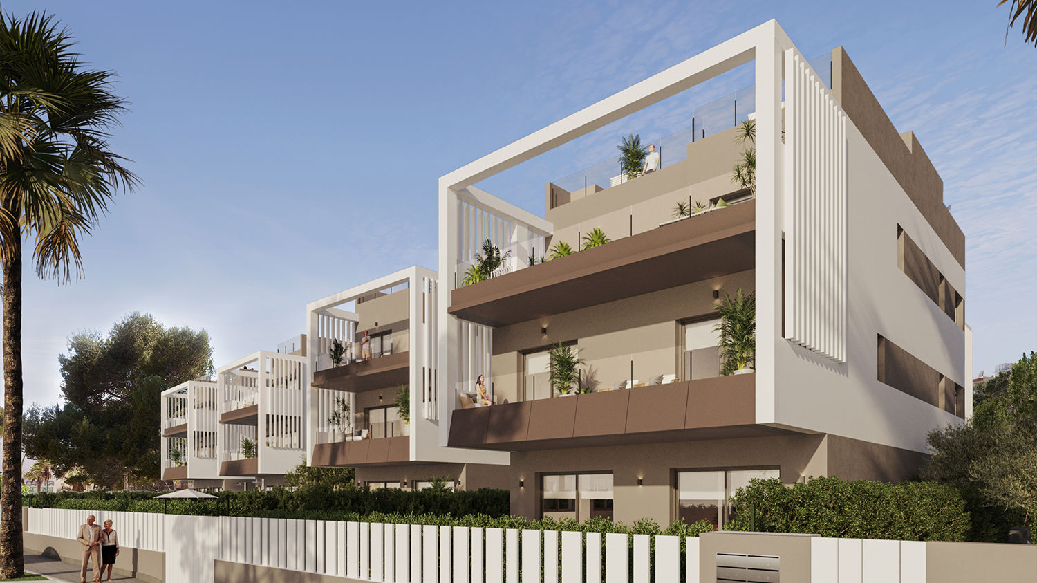 Moderno piso dúplex de obra nueva en planta baja con piscina comunitaria en Colonia de Sant Jordi