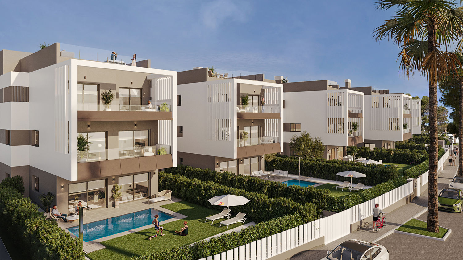 Moderno piso de obra nueva en planta baja con piscina privada en Colonia de Sant Jordi