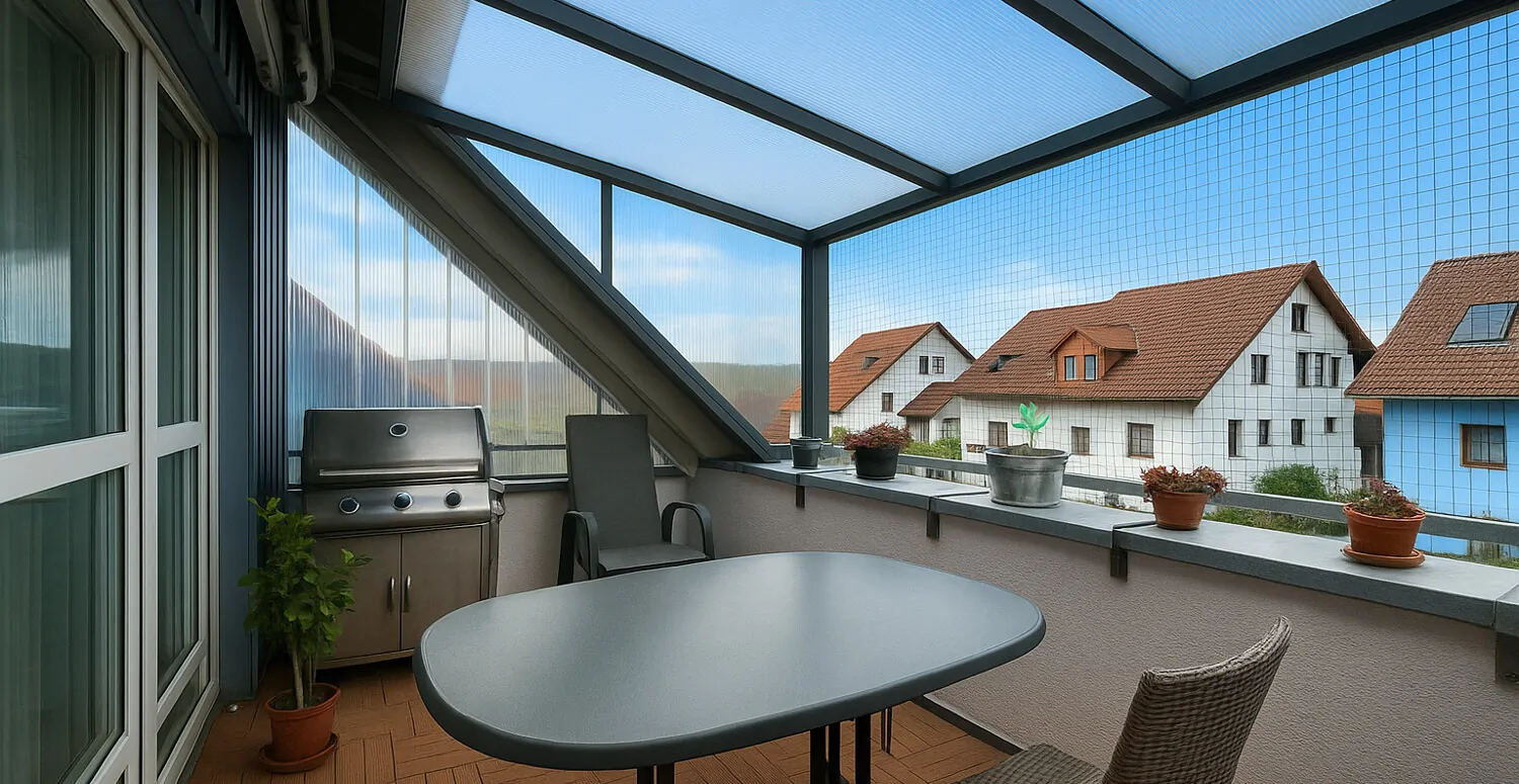 wind- und wettergeschützter Balkon