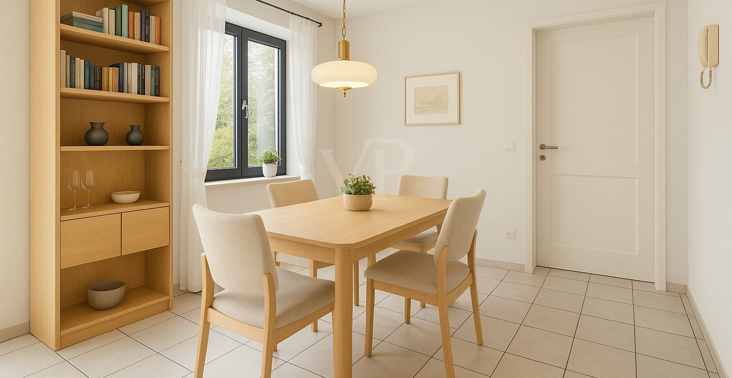 Essbereich im Wohnzimmer KI generiert