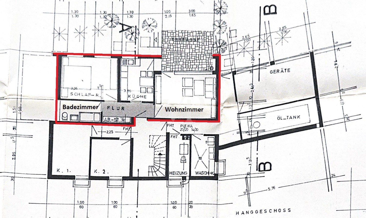 Grundriss KG - Wohneinheit 2