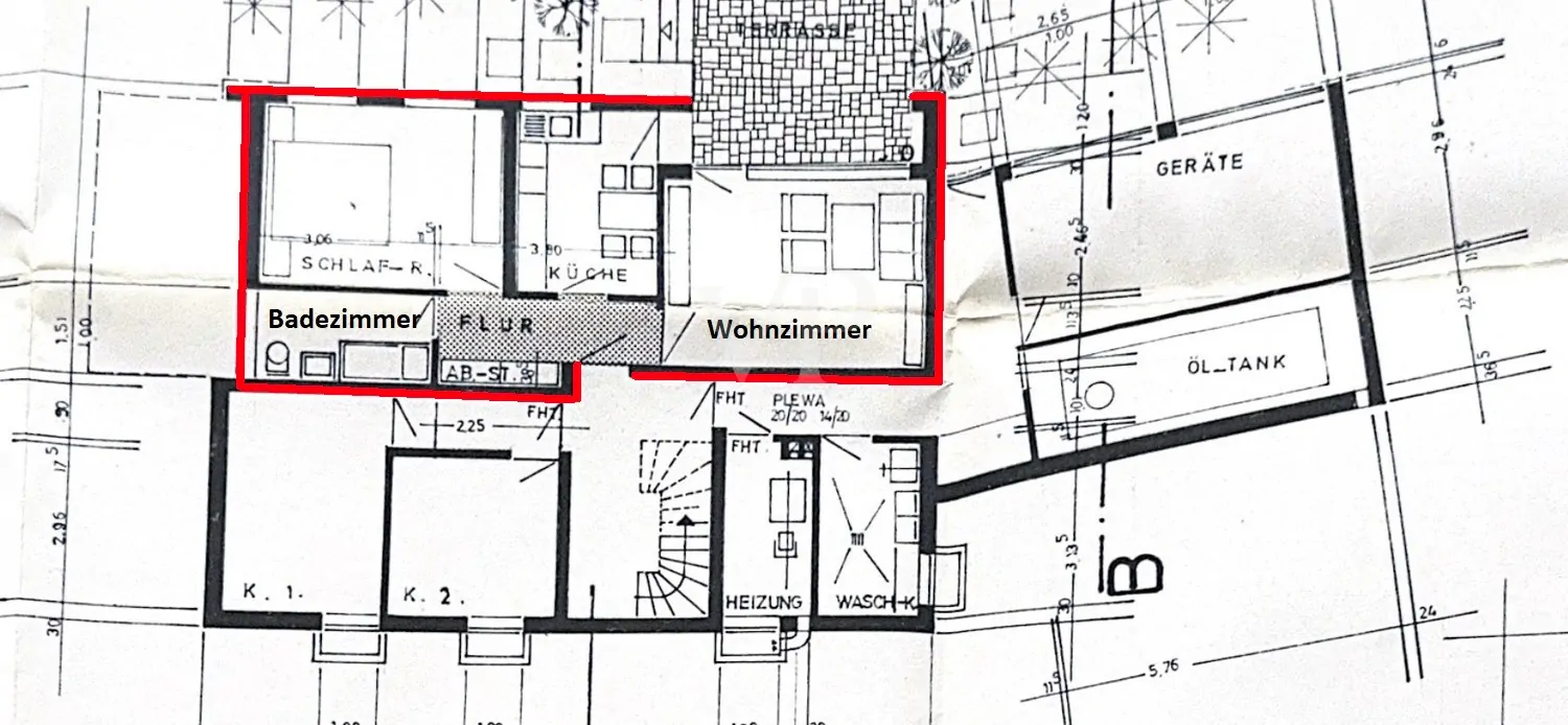 Grundriss KG - Wohneinheit 2