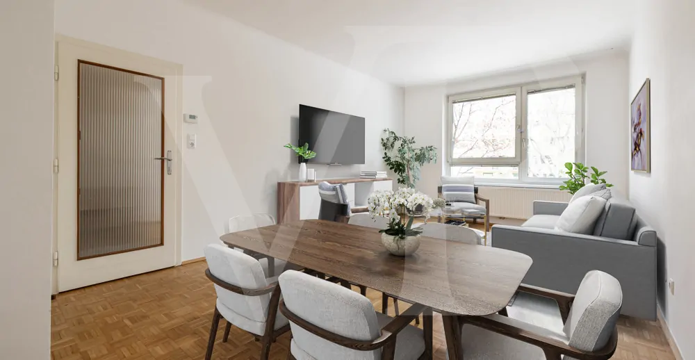 Geräumige  4-Zimmer Wohnung mit großem Gemeinschaftsgarten - Nähe Pfarrwirt