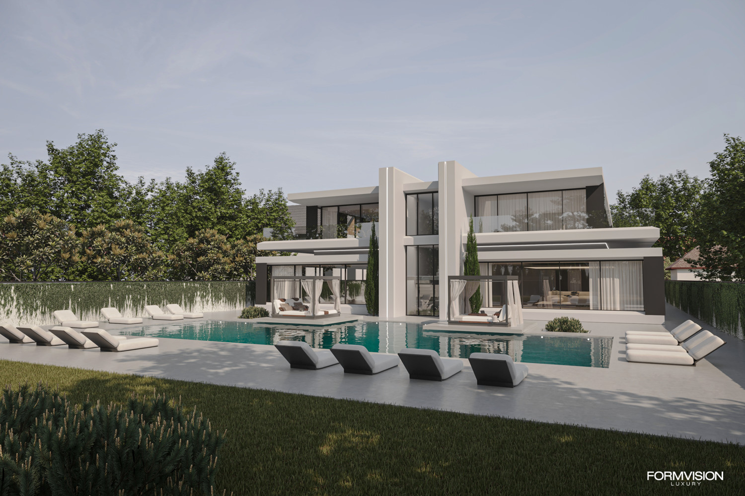 Ansicht vom Pool links